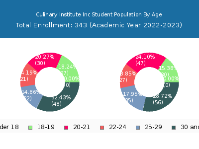 Culinary Institute Inc 2023 Student Population Age Diversity Pie chart