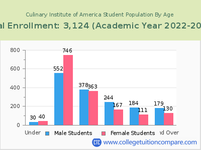 Culinary Institute of America 2023 Student Population by Age chart