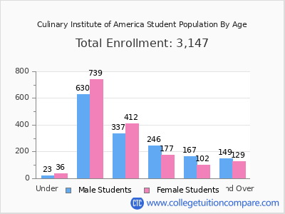 Culinary Institute of America 2025 Student Population by Age chart