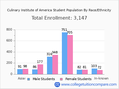 Culinary Institute of America 2025 Student Population by Gender and Race chart