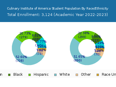 Culinary Institute of America 2023 Student Population by Gender and Race chart