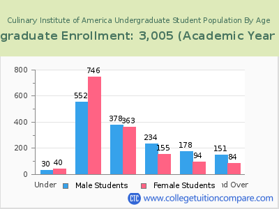 Culinary Institute of America 2023 Undergraduate Enrollment by Age chart