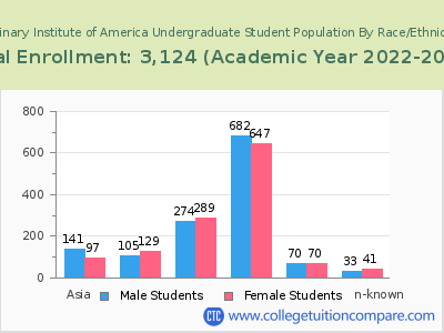 Culinary Institute of America 2023 Undergraduate Enrollment by Gender and Race chart