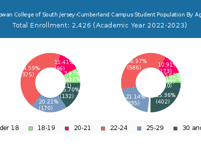 Rowan College of South Jersey-Cumberland Campus 2023 Student Population Age Diversity Pie chart