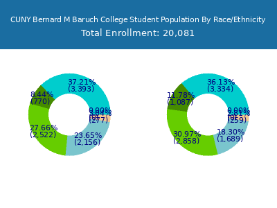 CUNY Bernard M Baruch College 2025 Student Population by Gender and Race chart