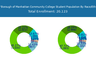 CUNY Borough of Manhattan Community College 2025 Student Population by Gender and Race chart