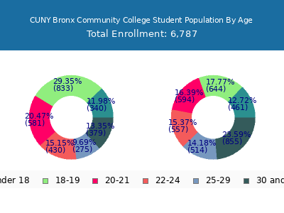 CUNY Bronx Community College 2024 Student Population Age Diversity Pie chart