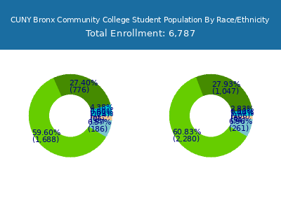 CUNY Bronx Community College 2025 Student Population by Gender and Race chart