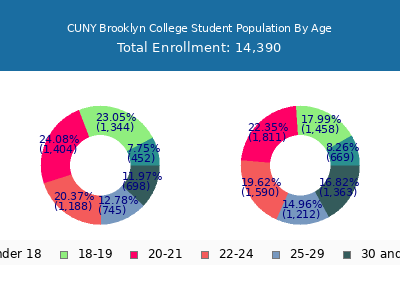CUNY Brooklyn College 2024 Student Population Age Diversity Pie chart