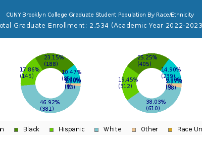 CUNY Brooklyn College 2023 Graduate Enrollment by Gender and Race chart