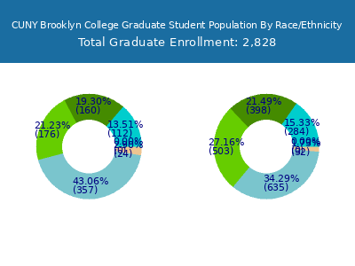 CUNY Brooklyn College 2025 Graduate Enrollment by Gender and Race chart