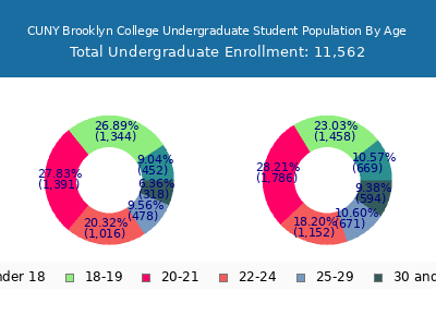 CUNY Brooklyn College 2024 Undergraduate Enrollment Age Diversity Pie chart