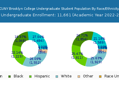 CUNY Brooklyn College 2023 Undergraduate Enrollment by Gender and Race chart