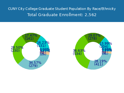 CUNY City College 2025 Graduate Enrollment by Gender and Race chart