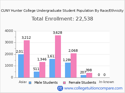 CUNY Hunter College 2025 Undergraduate Enrollment by Gender and Race chart