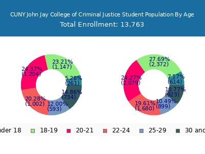 CUNY John Jay College of Criminal Justice 2024 Student Population Age Diversity Pie chart