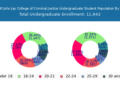 CUNY John Jay College of Criminal Justice 2024 Undergraduate Enrollment Age Diversity Pie chart