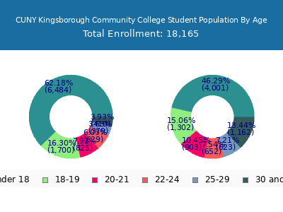 CUNY Kingsborough Community College 2024 Student Population Age Diversity Pie chart