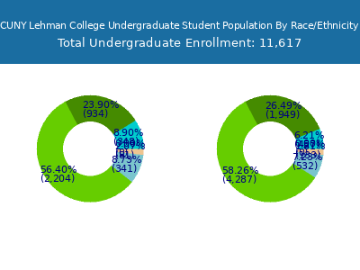CUNY Lehman College 2025 Undergraduate Enrollment by Gender and Race chart