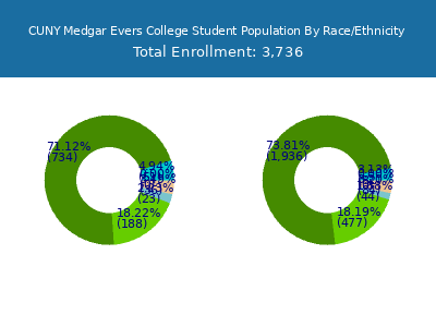 CUNY Medgar Evers College 2025 Student Population by Gender and Race chart