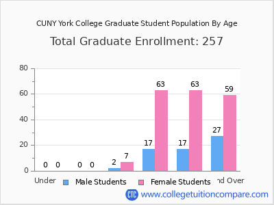 CUNY York College 2024 Graduate Enrollment by Age chart