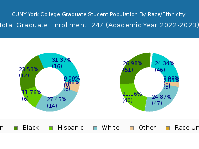 CUNY York College 2023 Graduate Enrollment by Gender and Race chart