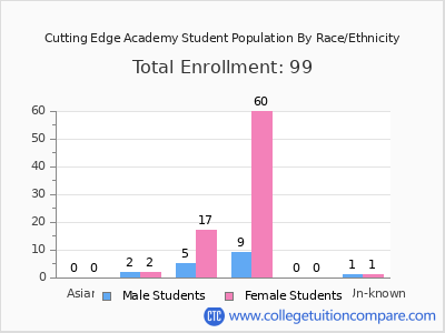 Cutting Edge Academy 2025 Student Population by Gender and Race chart