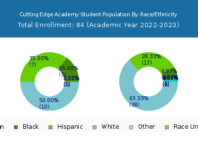 Cutting Edge Academy 2023 Student Population by Gender and Race chart