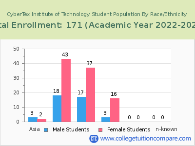 CyberTex Institute of Technology 2023 Student Population by Gender and Race chart