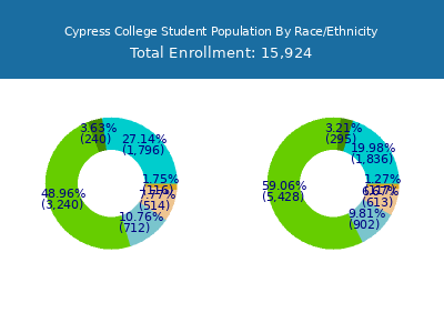 Cypress College 2025 Student Population by Gender and Race chart