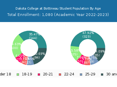 Dakota College at Bottineau 2023 Student Population Age Diversity Pie chart