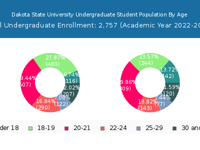 Dakota State University 2023 Undergraduate Enrollment Age Diversity Pie chart