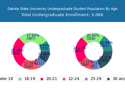Dakota State University 2025 Undergraduate Enrollment Age Diversity Pie chart