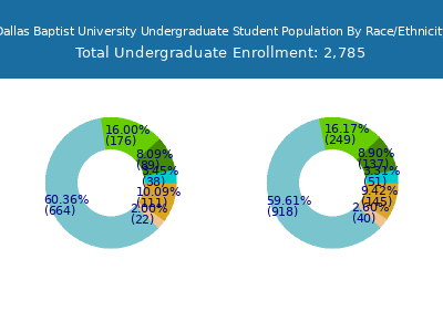 Dallas Baptist University 2025 Undergraduate Enrollment by Gender and Race chart