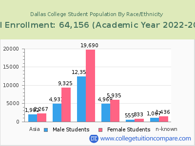Dallas College 2023 Student Population by Gender and Race chart