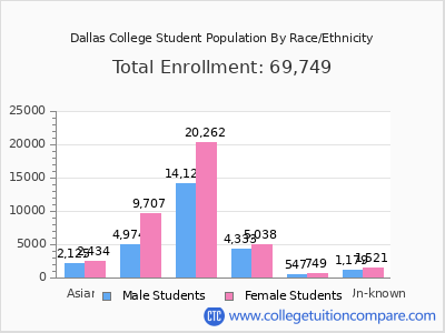 Dallas College 2025 Student Population by Gender and Race chart
