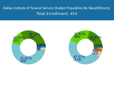Dallas Institute of Funeral Service 2025 Student Population by Gender and Race chart