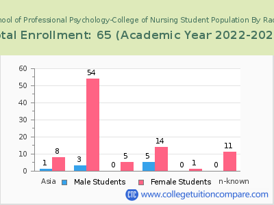 Chicago School of Professional Psychology-College of Nursing 2023 Student Population by Gender and Race chart