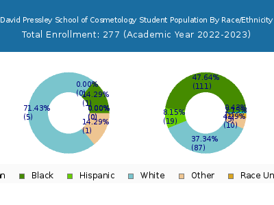 David Pressley School of Cosmetology 2023 Student Population by Gender and Race chart