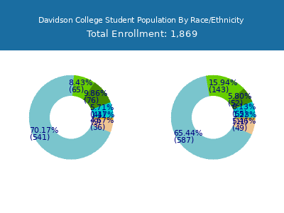 Davidson College 2025 Student Population by Gender and Race chart