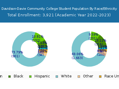 Davidson-Davie Community College 2023 Student Population by Gender and Race chart