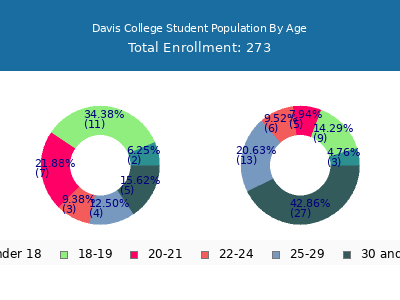 Davis College 2024 Student Population Age Diversity Pie chart