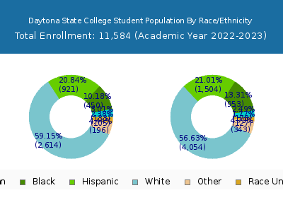 Daytona State College 2023 Student Population by Gender and Race chart