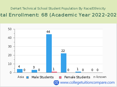 DeHart Technical School 2023 Student Population by Gender and Race chart