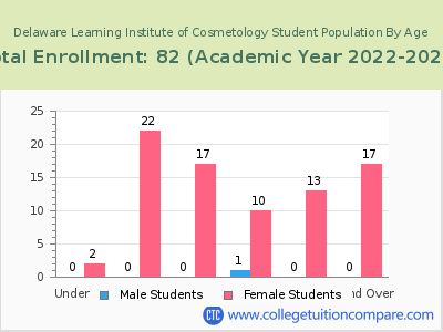 Delaware Learning Institute of Cosmetology 2023 Student Population by Age chart