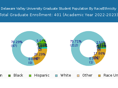 Delaware Valley University 2023 Graduate Enrollment by Gender and Race chart