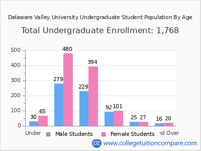 Delaware Valley University 2024 Undergraduate Enrollment by Age chart