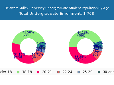 Delaware Valley University 2024 Undergraduate Enrollment Age Diversity Pie chart