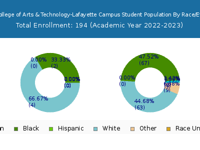 Delta College of Arts & Technology-Lafayette Campus 2023 Student Population by Gender and Race chart