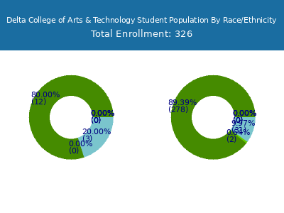 Delta College of Arts & Technology 2025 Student Population by Gender and Race chart